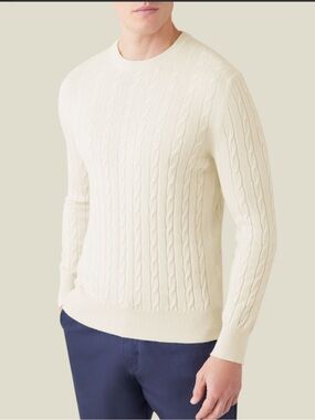 Men's  Crewneck  Lambswool Angora Blend Sweater cable knit